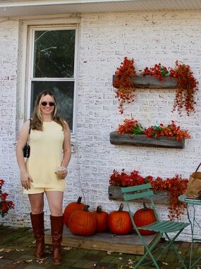 Yellow Sleeveless Knit Sweater Dress - Womens